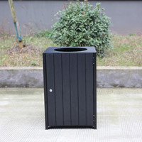 Poubelle extérieure simple en plastique imitation bois, de taille moyenne, pour rues, parcs et collectes de déchets commerciaux