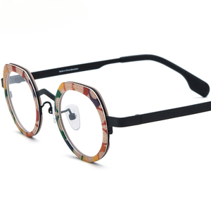 Montures de lunettes sans monture œil-de-chat en titane color-block, style punk unisexe, compatibles avec les formes de visage, verres de lecture en PC - Product Image 1