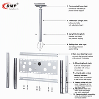 Support de plafond pour deux téléviseurs CPLB102D-64, inclinaison 0-15 degrés, plaque de plafond anti-flexion, système de double verrouillage