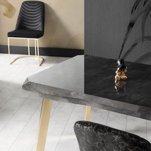 Mesa de Comedor Moderna con Cubierta de Mármol, Patas de Metal Dorado, Rectangular, 8 Plazas, Extensible - Product Image 3