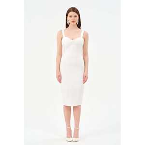 Robe de soirée Saks Sheath, col cœur, satin perlé, taille naturelle, longueur midi - Product Image 6