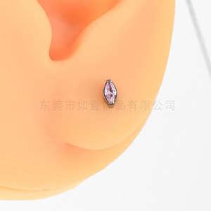 ต่างหูไทเทเนียมทรงมาร์คีส์ประดับเพชรซิร์คอน ยี่ห้อ Yunnique ขนาด 4.5 มม. x 2 มม. แบบเกลียวสำหรับเจาะจมูกหรือหู - Product Image 4