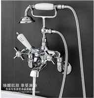 Ensemble de robinetterie de douche et baignoire moderne en laiton non revêtu, finition cascade, montage sur pied, avec cartouche céramique et jet pluie