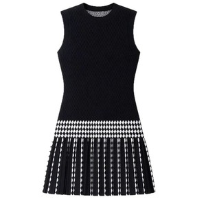 AIMEISI <span class=keywords><strong>Abbigliamento</strong></span> Femminile, <span class=keywords><strong>Elegante</strong></span> Vestito Corto Senza Maniche in Maglia con Motivo Jacquard a Quadri per Donne - Product Image 6