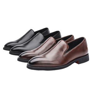 Mocasines de vestir para hombre, sin cordones, de PU, impermeables, antideslizantes, en negro/marrón, zapatos formales de oficina, tallas 38-48, zapatos negros para hombre - Product Image 1
