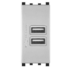 Alimentation électrique double USB 90-265V 5V 2A Gris Compatible avec Vimar Plana - Product Image 1