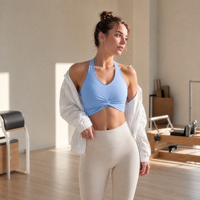 Soutien-gorge de sport pour femme, dos nu, torsadé à l'avant, ultra-doux, respirant, extensible dans les 4 sens, maintien léger, sensation seconde peau, pour le yoga, le pilates et la gym