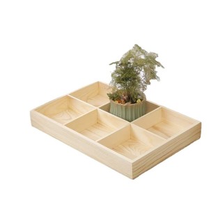 Modern Minimalist Wooden <b>Storage</b> <b>Tray</b> Rectangle 2-3 Compartments Multifunction Home Desktop Organizer Unfinished Solid Wood - Product Image 5