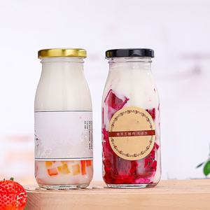 ขวดนมโยเกิร์ตพร้อมฝาเหล็กสำหรับเครื่องดื่มทำจากแก้วขนาด200มล. 250มล. 300มล. ฉลากตามสั่ง - Product Image 4