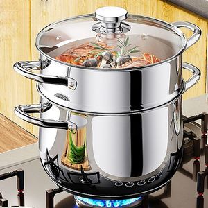 หม้อนึ่งสแตนเลสสองชั้น ขนาด 20 ซม. สำหรับเตาแม่เหล็กไฟฟ้า ใช้ในบ้าน - Product Image 1