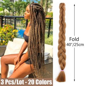 Extensions de cheveux synthétiques tressées Jumbo Braid vertes, 165g, douces, légères, bouclées, longues, vente en gros, trame simple pour tressage – Meilleures ventes - Product Image 3