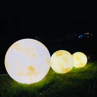 2M/ 3M Mobilier d'extérieur Décoration personnalisée de festival Boule de lumière LED Boule de lune géante en plastique de haute qualité Lumière de lune dorée