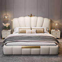 Lit en cuir capitonné au design haut de gamme, meubles élégants pour chambre à coucher, lit king-size, lit capitonné de style français pour la maison