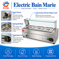 Bain-marie électrique commercial en acier inoxydable avec protection anti-éclaboussures en verre, table vapeur de buffet 1,5 kW pour restaurant et traiteur