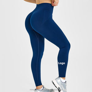 Leggings de sport sans couture à taille haute en polyamide avec logo personnalisé pour filles, leggings évasés pour le yoga, leggings pour femmes - Product Image 1