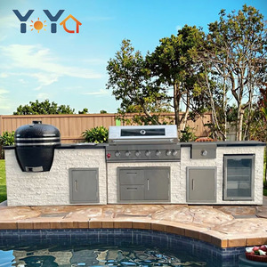 Youya Nouvelle Cuisine Extérieure Modulaire en Pierre Culturelle, Résistante aux Intempéries, avec Réfrigérateur - Product Image 1