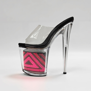 Sandales à plateforme lumineuses LED à distance, sexy, transparentes, ultra-hautes (20 cm), pour femmes, chaussures de pole dance - Product Image 1
