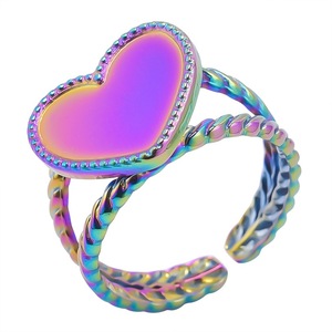 MIENTER anelli all'ingrosso in acciaio inox per le donne pvd 18k oro placcato cuore ciondoli anello - Product Image 6