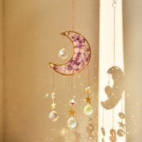 Pendentifs attrape-soleil en améthyste en gros, décoration bohème, attrape-soleil lune en éclats de cristal naturel