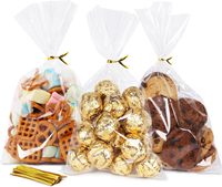 Sacs Transparents en Plastique pour Friandises et Petits Cadeaux, Bonbons, Biscuits, Popcorn et Faveurs de Fête