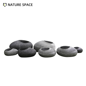 Jardinière en fibre de verre faite à la main, aspect galets de rivière, durable, protection solaire - Product Image 3