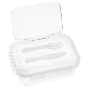 Glass <b>Lunch</b> <b>Box</b> 2 <b>Compartments</b> With Cutlery <b>Lunch</b> <b>Box</b> <b>Lunch</b> <b>Box</b> Containers Suitable Microwave and Dishwasher 980ML Transparent - Product Image 3