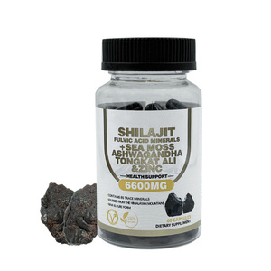 Capsules Shilajit 8 en 1 6600mg - Algues marines + Ashwagandha, complément alimentaire à base de plantes pour la vitalité et le soutien immunitaire des hommes, végétalien, sans OGM, 60 gélules - Product Image 1