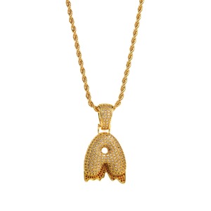 Cuivre matériel pendentif 26 lettres collier personnalité hyperbole hip-pop zircon collier mode moderne à la mode é<span class=keywords><strong>l</strong></span>égant bijoux - Product Image 1