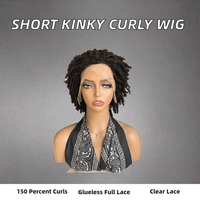 Perruque Courte Bouclée Afro 13x4 en Dentelle Transparente, Cheveux Humains Vierges Brésiliens, Sans Colle, Couleur Naturelle, Densité 150%, Pas Cher