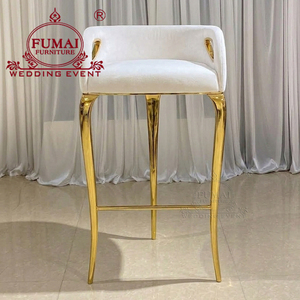 Tabourets de bar extérieurs modernes de tissu de cadre d'acier inoxydable d'or de mariage de salon - Product Image 3