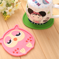 Sous-verre en silicone motif dessin animé antidérapant, tapis de protection mignon pour tasses à thé