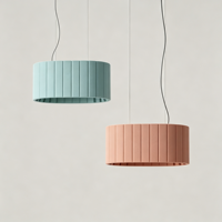 Suspension linéaire LED à double niveau en panneau acoustique PET cannelé bleu cobalt pour auditorium