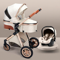 Poussette bébé 360° bidirectionnelle en métal et tissu, design haute position, portable, pliable, inclinable, antichoc, pour nourrissons et tout-petits 0-3 ans
