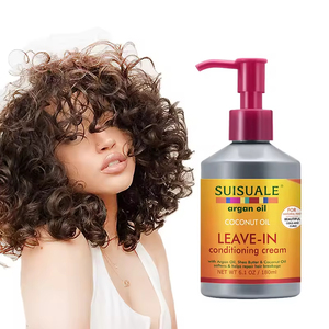 Acondicionador sin Enjuague con Aceite de Argán Orgánico, Reparador, Hidratante y Brillante para Cabello Rizado, <span class=keywords><strong>Venta</strong></span> Directa de Fábrica - Product Image 1