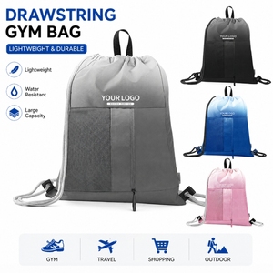 Wholesale Custom Logo <b>Drawstring</b> Gym <b>Bag</b> Bulk Promotional Mesh Zipper Pocket Cinch Backpack Lightweight Sport Outdoor Polyester - Product Image 1
