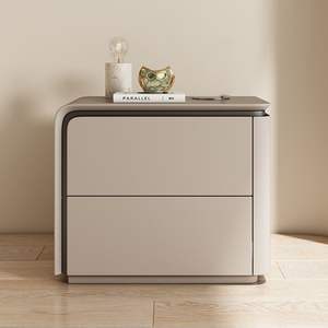 Mesa <span class=keywords><strong>de</strong></span> Noche <span class=keywords><strong>de</strong></span> Madera Maciza y Cuero, Estilo Moderno y Sencillo, <span class=keywords><strong>de</strong></span> Lujo Ligero, Minimalista, <span class=keywords><strong>de</strong></span> Alta Gama, Nueva, con Gabinete <span class=keywords><strong>de</strong></span> Almacenamiento Completo RUYI Z-278 2 - Product Image 2