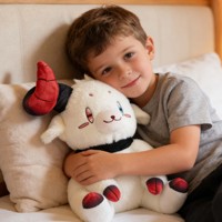 Peluche personnalisée en forme de chèvre démoniaque, jouet en peluche avec cornes dégradées, style Kawaii Anime, poupée douce, fabrication OEM ODM, vente en gros, cadeau pour enfants