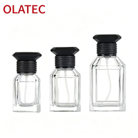Frasco de Perfume de 100 ml, Botella de Fragancia de 50 ml, Botella de Vidrio Cuadrada Transparente Vacía para Perfume en Aerosol, de Lujo con Tapa Negra