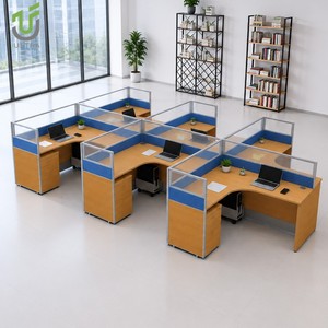 Poste de travail de <span class=keywords><strong>bureau</strong></span> en forme de L moderne avec armoire de rangement intégrée - Product Image 3