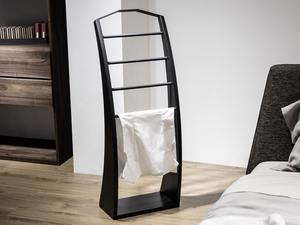Porte-vêtements noir moderne pour chambre à coucher, organisateur de vêtements en <span class=keywords><strong>bois</strong></span> avec étagère pour manteaux et accessoires - Product Image 1