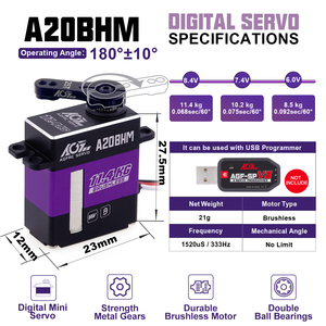 AGFRC Metal Case 0.068sec 11.4KG-CM Torque Programmable Brushless 25T Mini RC for 1/24th 4WD RC Cars - Product Image 4