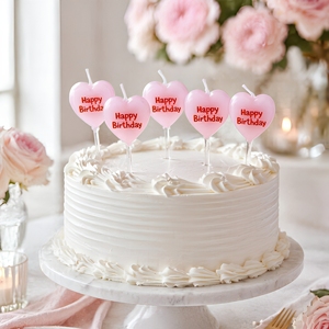 Candele per Torta a Forma di <span class=keywords><strong>Cuore</strong></span> con Scritta 'Happy Birthday' Colorate per Feste e Matrimoni 2026 - Product Image 2