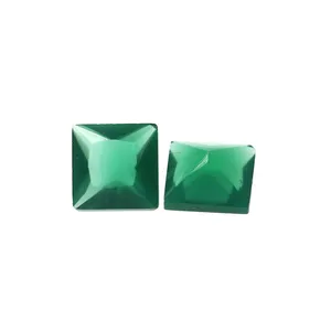 Popular green stone factory price square cut natural green agate stone for jewelry diy making