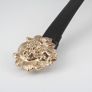 Nieuwe Custom Aankomst Mode Vrouwen Nieuw Ontwerp Leeuw Gesp Riemen Zwart Pu Lederen Riem - Product Image 3