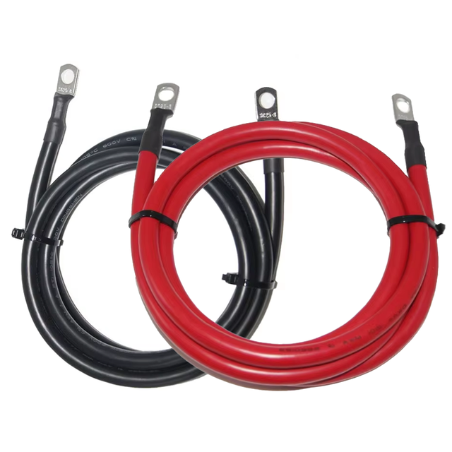 High Duty Solar Inverters Battery Cables 25mm² 35mm² 50mm² Tinned Copper Lug Wires for Car Truck RV Solar Energy Power System