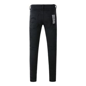 <span class=keywords><strong>Jeans</strong></span> Neri Distressed KSU <span class=keywords><strong>Nuovi</strong></span> da Uomo, Colore Solido, Versatili, Elasticizzati, Slim-fit, Lavati - Brand Americano Streetwear - Product Image 4