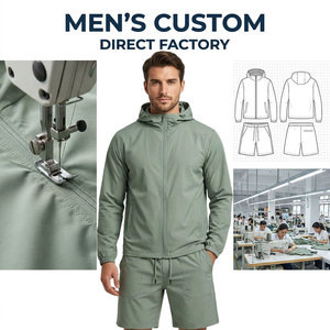 Conjunto Deportivo Ligero Personalizado para Hombre, Chaqueta Cortavientos de Talla Grande, Sudadera con Capucha de Nailon y Pantalones Cortos, Conjunto Deportivo Resistente al Viento - Product Image 1