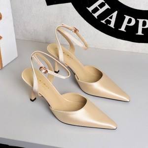 Sandales d'été sexy à talons hauts pour femmes <span class=keywords><strong>Bigtree</strong></span>, bout pointu, dos nu, en satin respirant, talon fin ajouré - Product Image 4