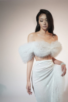 Ensemble de 2 pièces élégantes à paillettes pour soirée, anniversaire, mariage, robe longue pour femmes, tenue de festival et de scène
