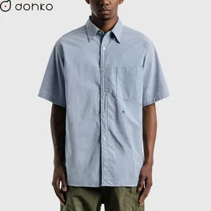 custom street wear casual shirt short sleeve twill fabric shirt